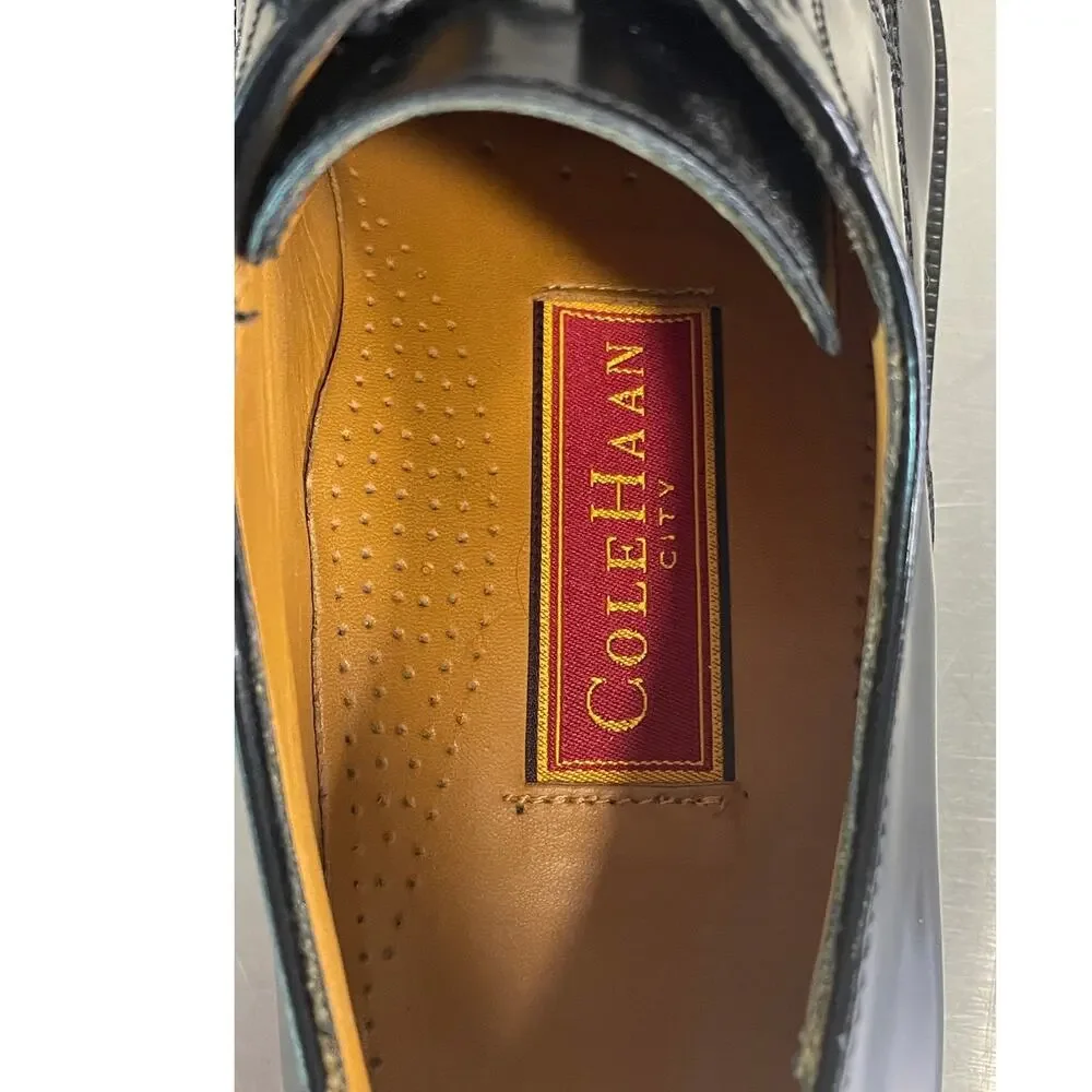 Cole Haan Mens Size 8 Black Leather Oxford Cap Toe Lace Up Dress Shoes